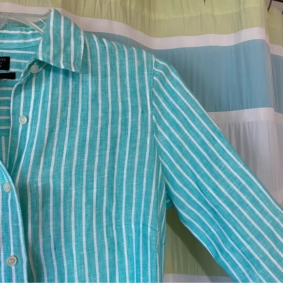 J Crew Irish Linen Baird McNutt Striped Button Down Shirt Sz 00 - Picture 3 of 9